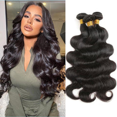Boopwine Body Wave Bundles 12-inch close-up shows smooth Brazilian hair texture for versatile styling