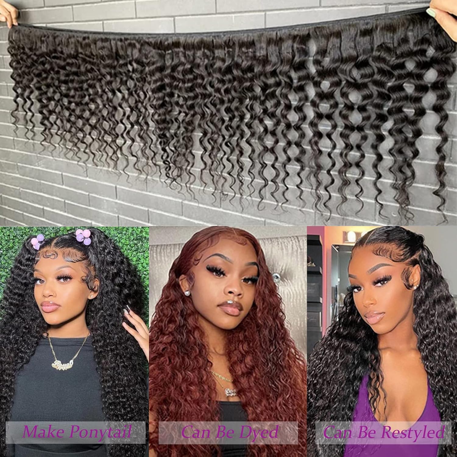 Boopwine deep wave bundles weft detail highlights durable double-machine construction for long-lasting wear.