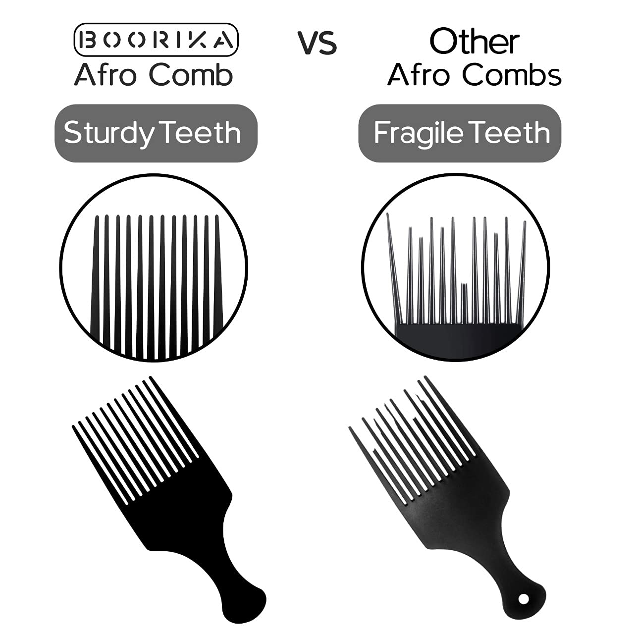 Boorika matte finish reduces snagging during detangling