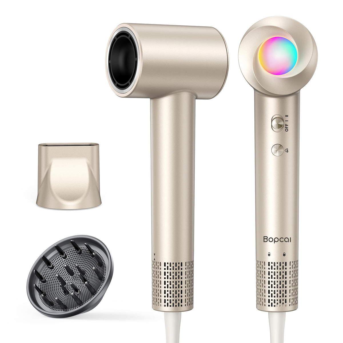 Bopcal ionic hair dryer motor speeds up drying for busy mornings.