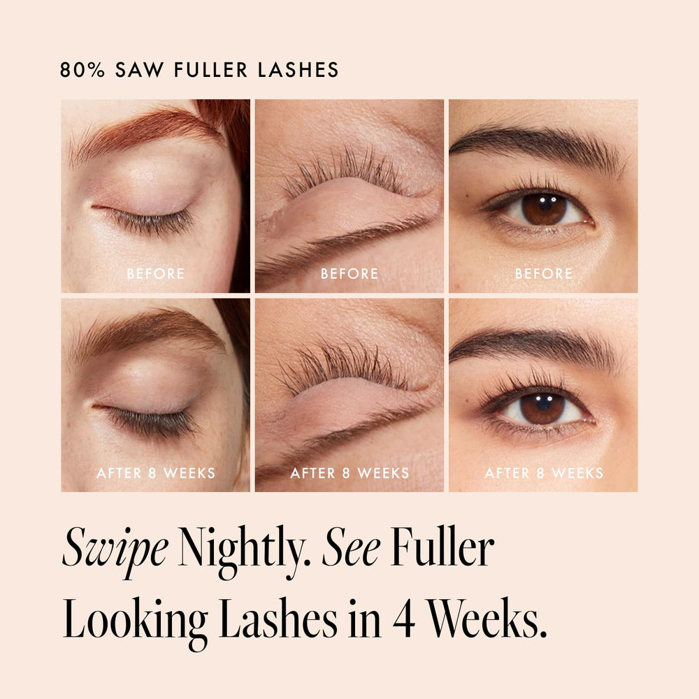 Borboleta Lash Serum brush applying a single swipe to the upper lash line.