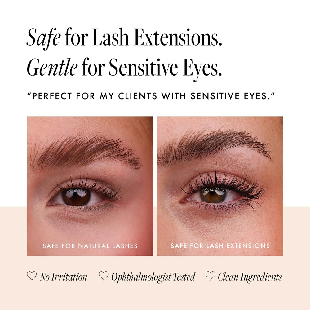Close-up of lashes after using Borboleta Serum showing nourished lashes.