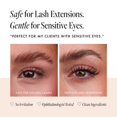 Close-up of lashes after using Borboleta Serum showing nourished lashes.