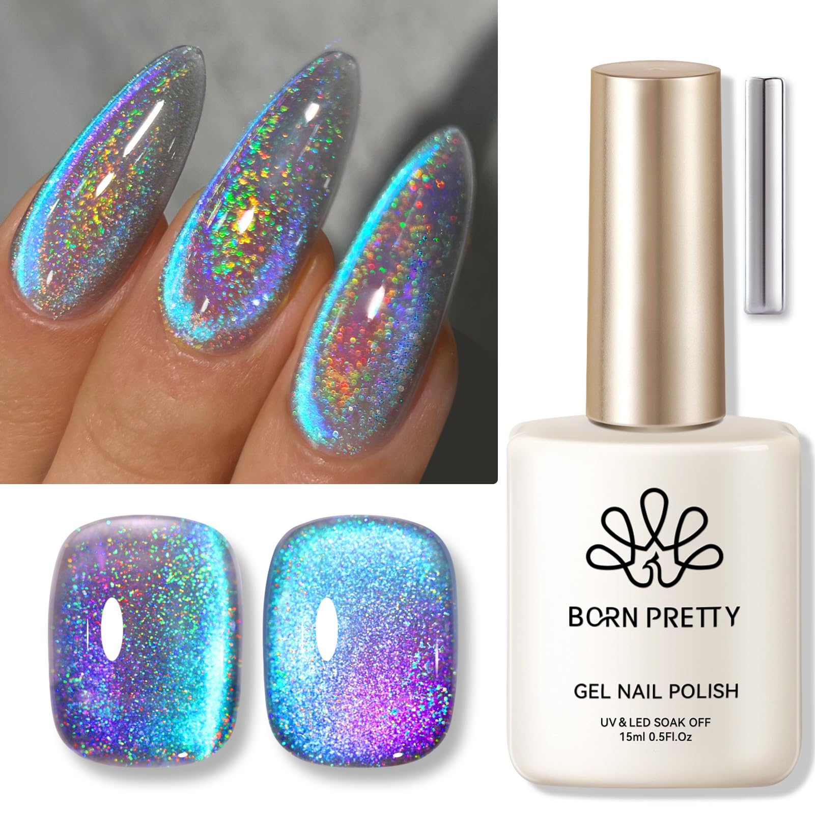 Born Pretty 9D cat magnetic eye gel polish bottle showing bold cat-eye shimmer.