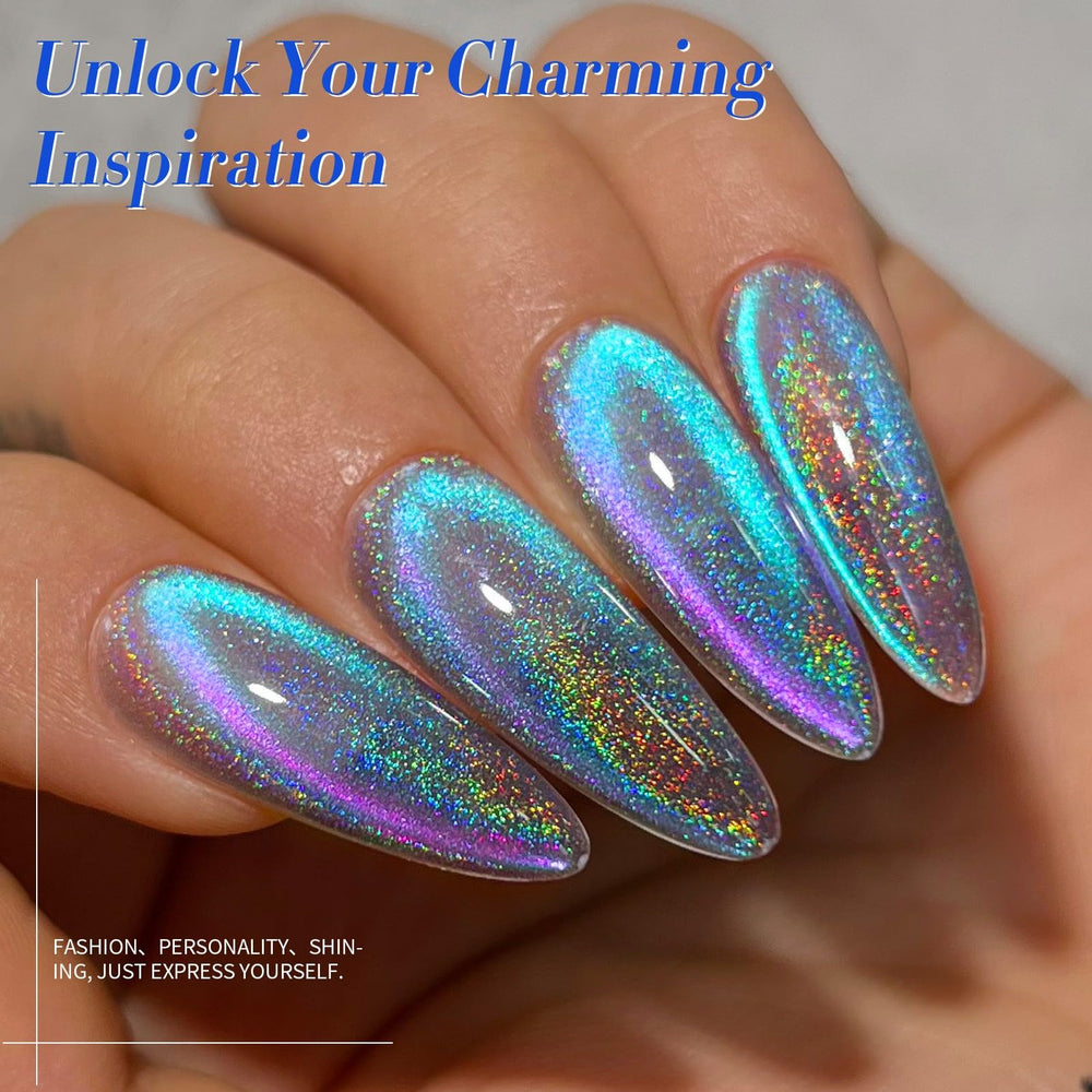 Born Pretty blue purple cat-eye gel with color-shift under angles.