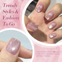 Born Pretty laca gel brillo plateado con destellos holograficos para un acabado llamativo.