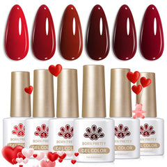 Born Pretty Burgundy gel uñas: muestra de color para manicura duradera y brillo.