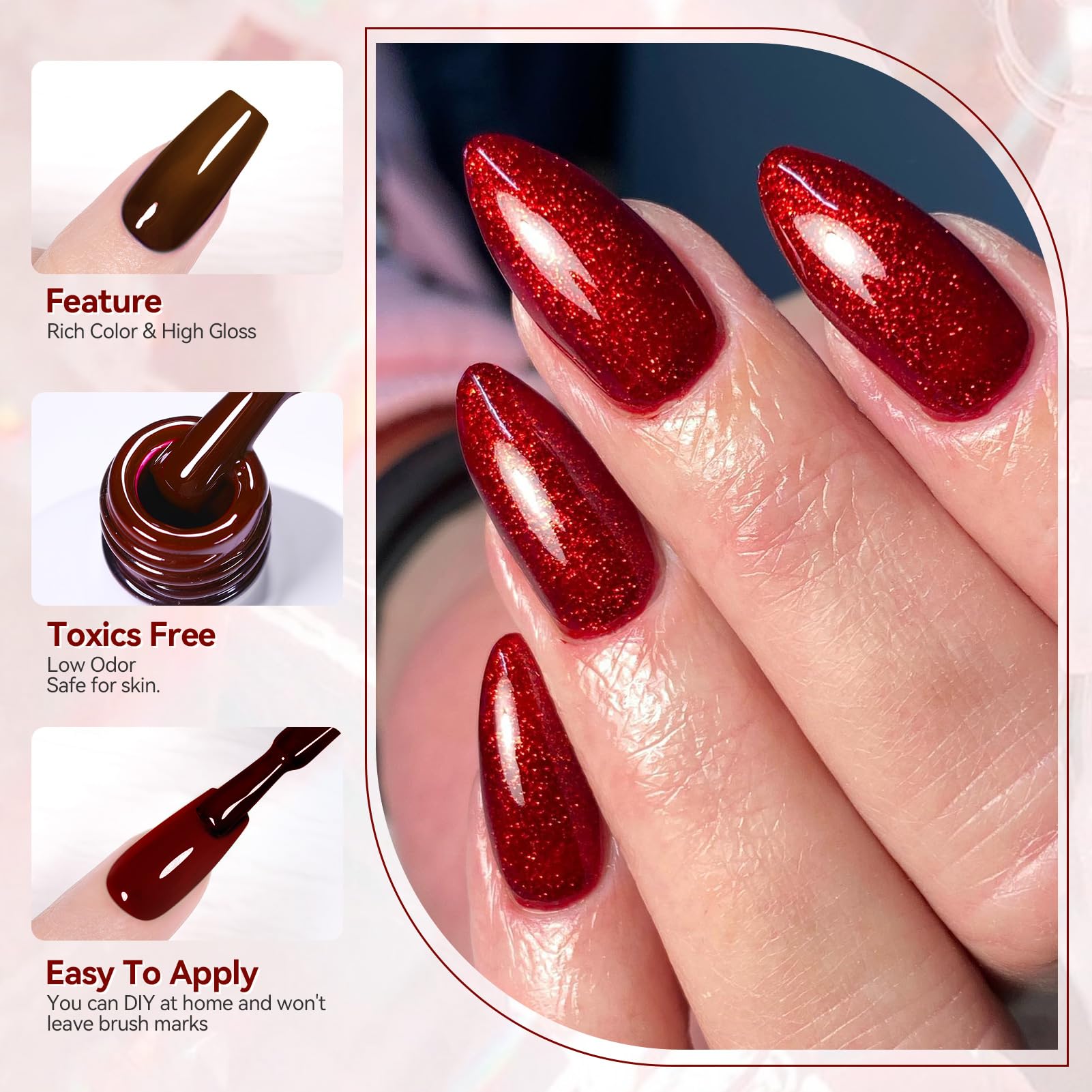 Caja regalo Born Pretty con esmalte gel rojo.