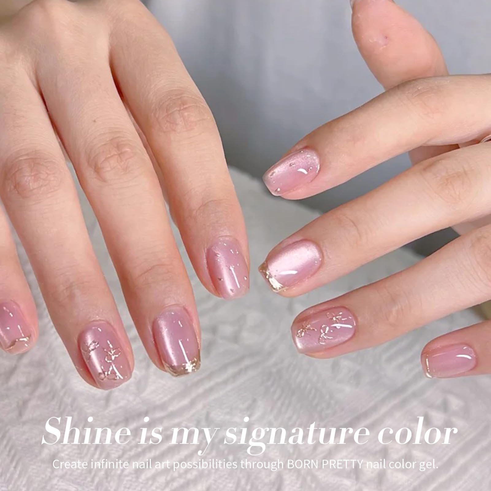 Born Pretty Cat Eye Gel Rosado, look elegante con brillo suave