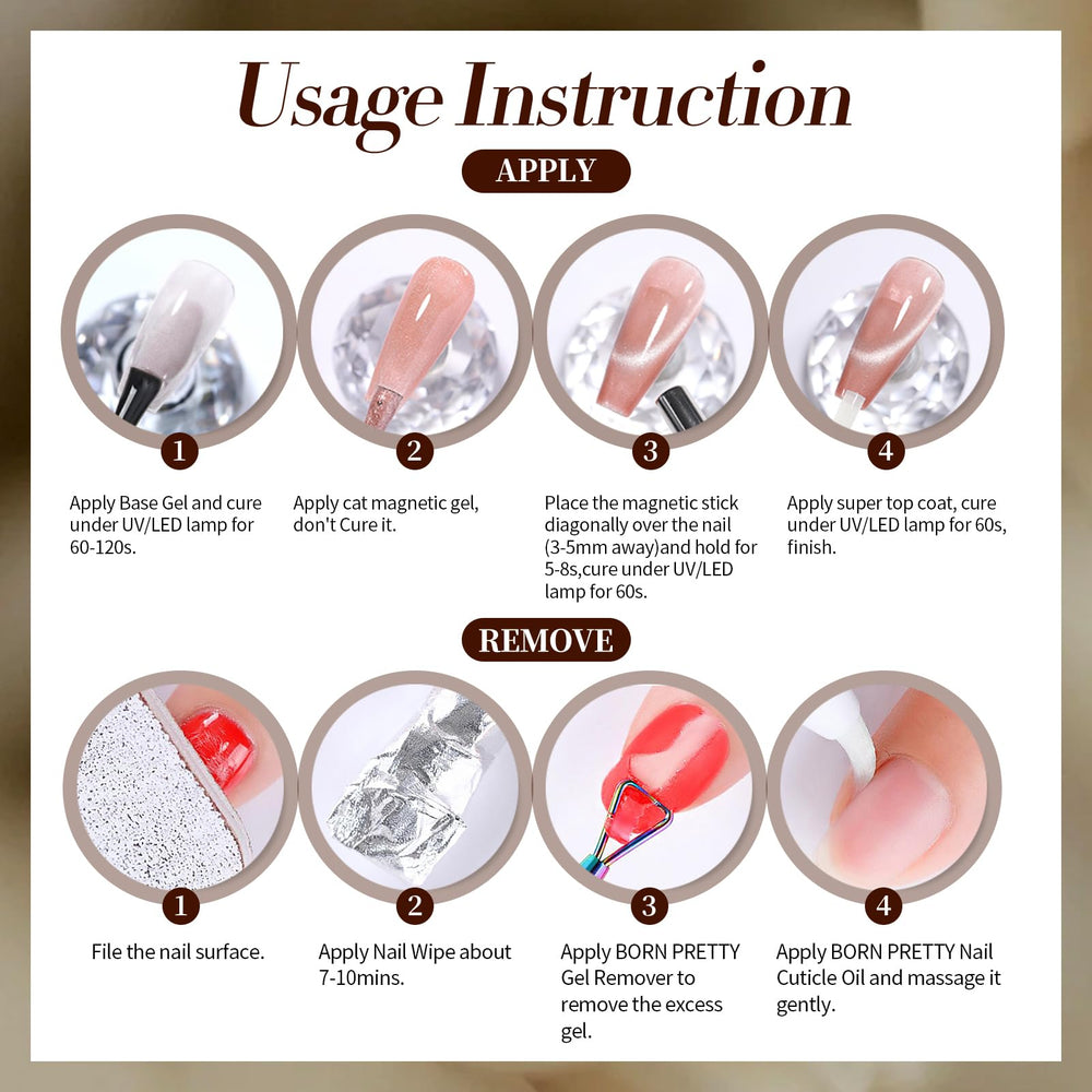 LED curing setup compatible with Born Pretty Cat Magnetic Eye Gel Nail Polish
