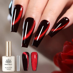 Born Pretty Cat Magnetic Eye Gel Nail Polish brillo rojo holográfico para uñas, ideal para look festivo
