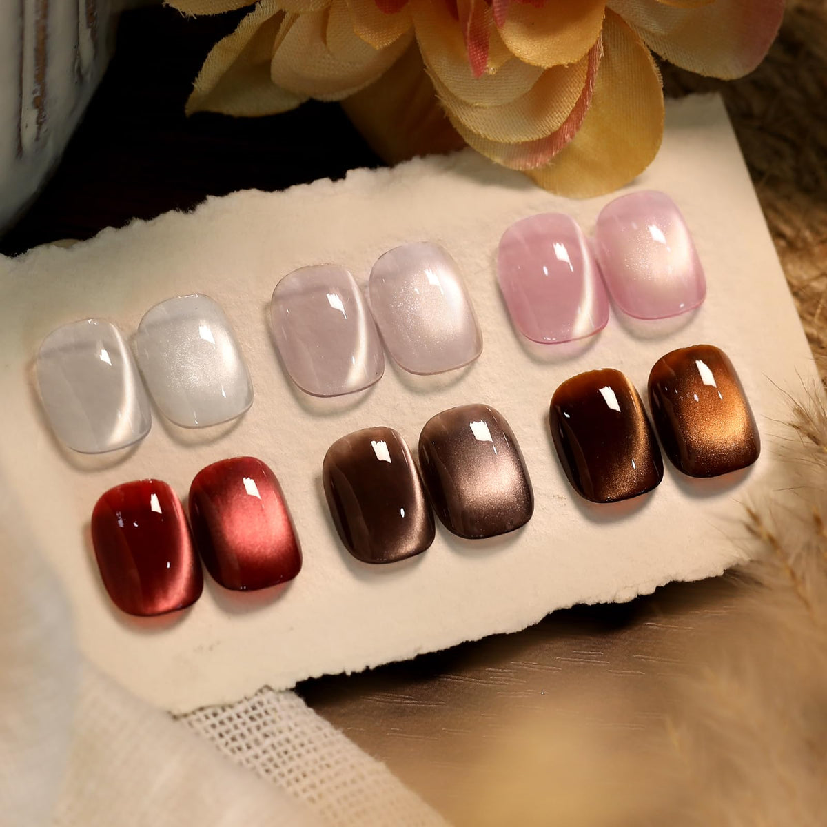 Born Pretty Cat Magnetic Eye Gel Nail Polish rose swatch showing shifting cat-eye shimmer for elegant nails