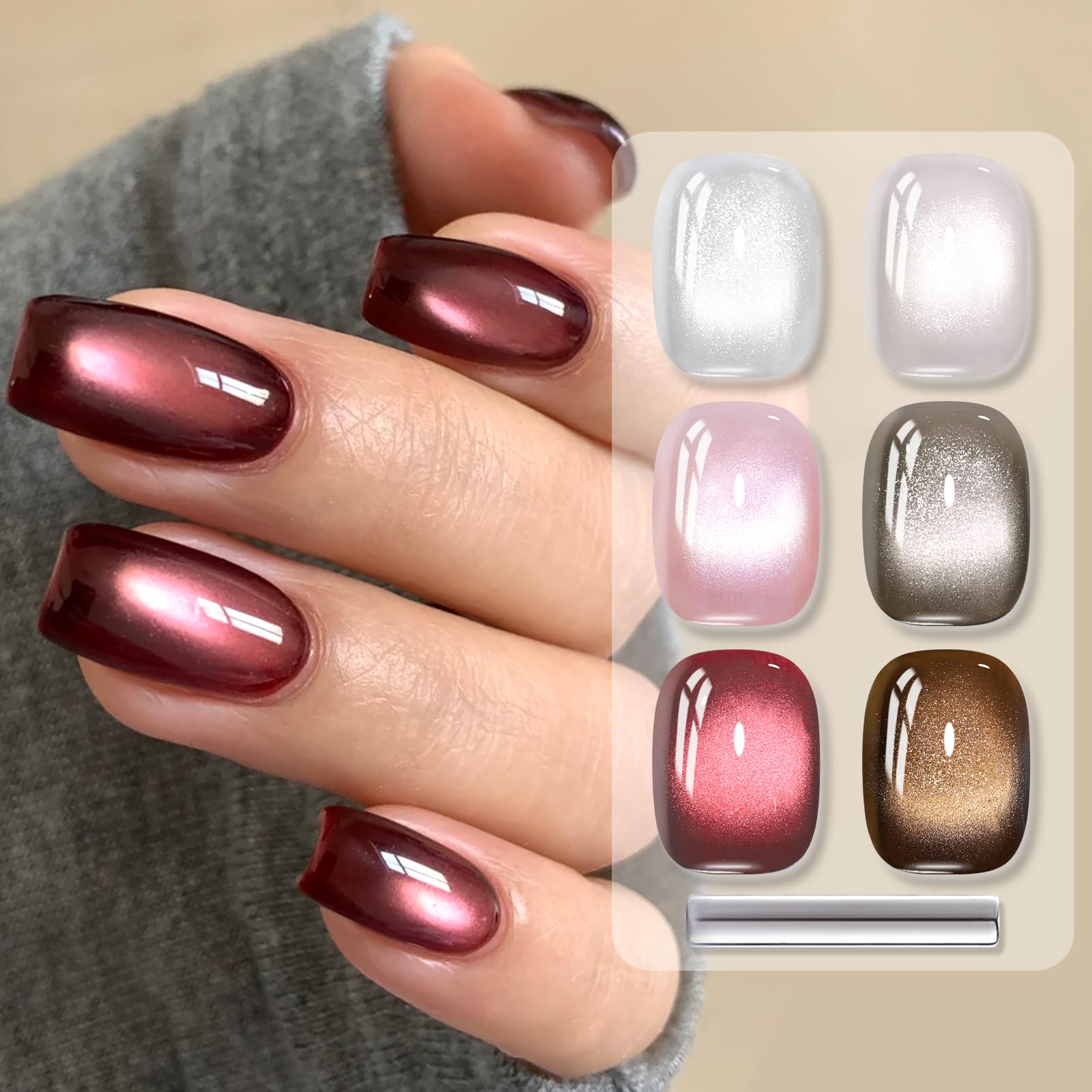 Born Pretty Cat Magnetic Eye Gel Nail Polish silver glitter close-up highlighting high-gloss shine