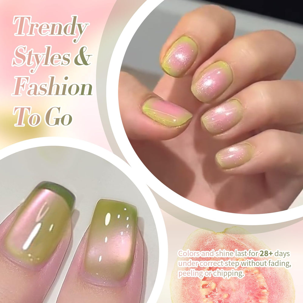 Born Pretty swatch reveals rich color and shine of Sweet Guava Green Pink