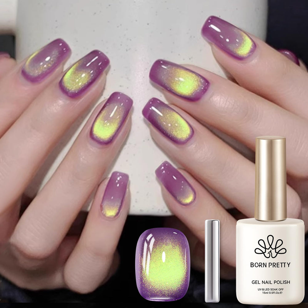 Born Pretty Cat Magnetic Eye Gel Nail Polish, botella de 15 ml, acabado brillante y suave.