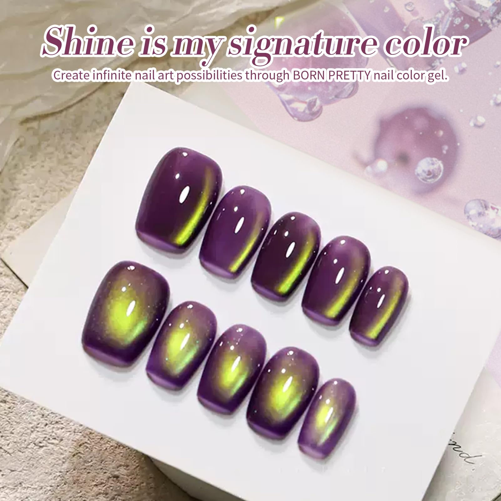Born Pretty Cat Magnetic Eye Gel Nail Polish, requiere base y capa superior para mejor fijación.