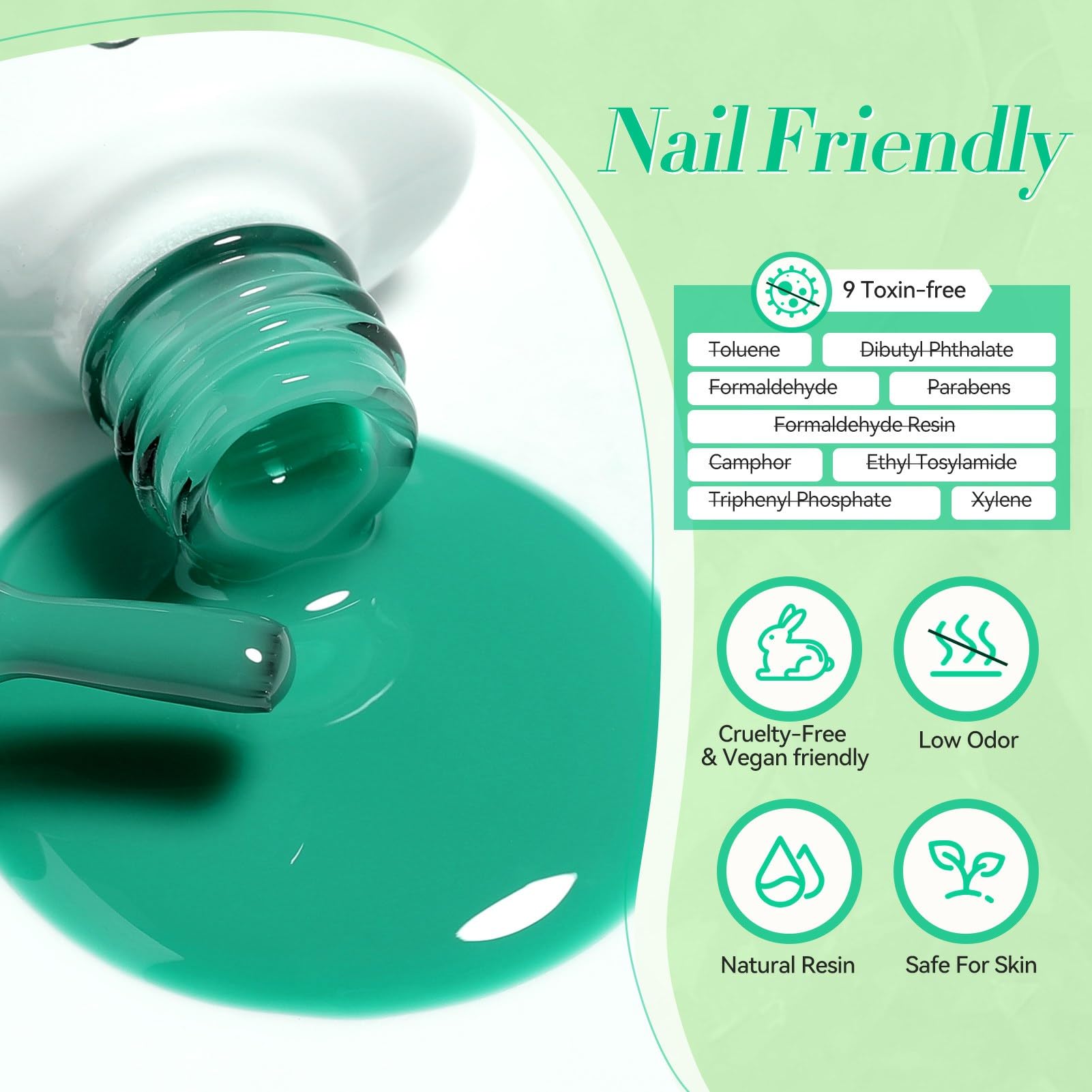 Born Pretty: conjunto de geles verdes para uñas, ideas de acabado duradero