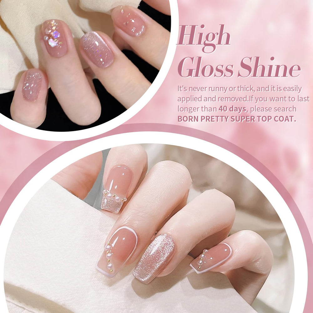 Born Pretty laca gel efecto cristal rosa luna para uso diario.