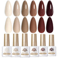 Born Pretty Gel Nail Polish 6-Color Nude Brown Collection | Neutral Beige & Khaki Gel Kit