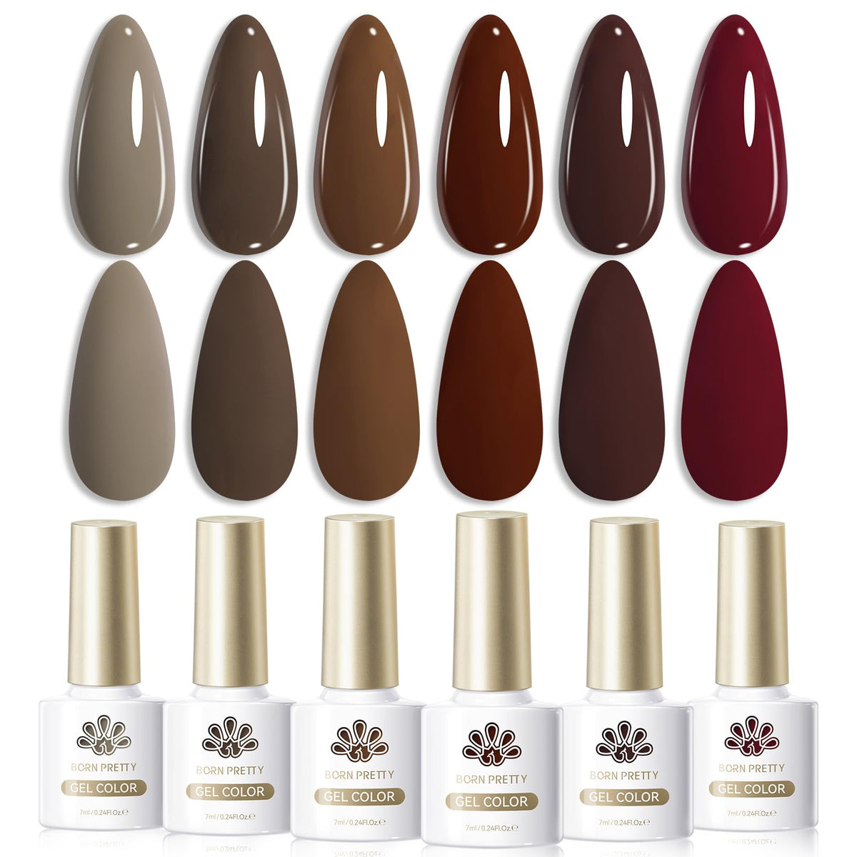 Born Pretty gel para uñas burgundy, tono profundo con brillo duradero.