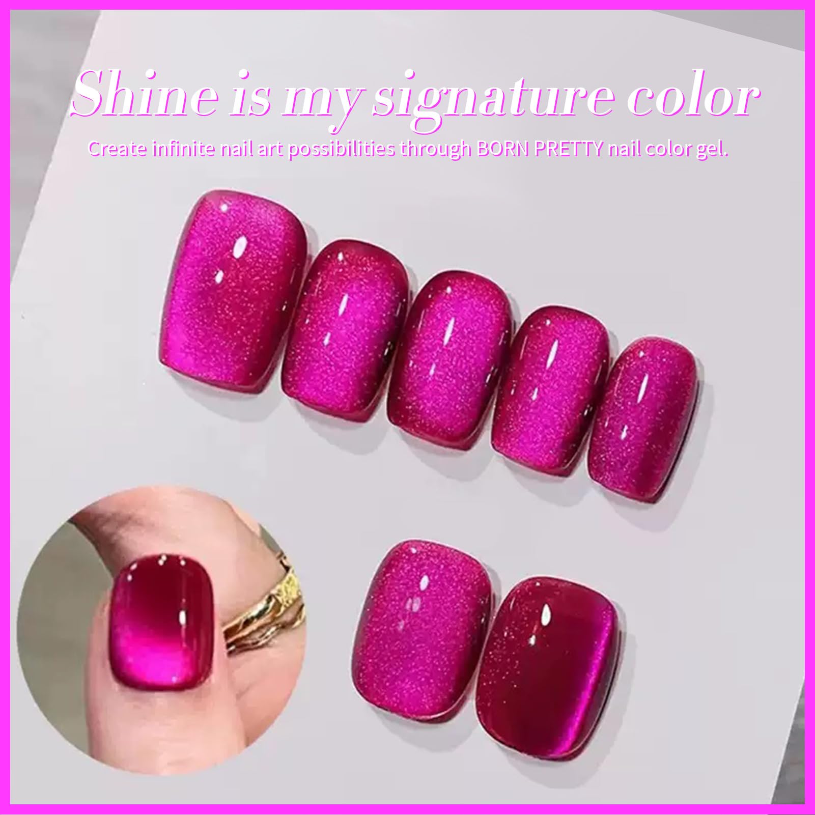 Born Pretty Cat Magnetic Eye Gel Nail Polish, efecto vidrio y brillo intenso