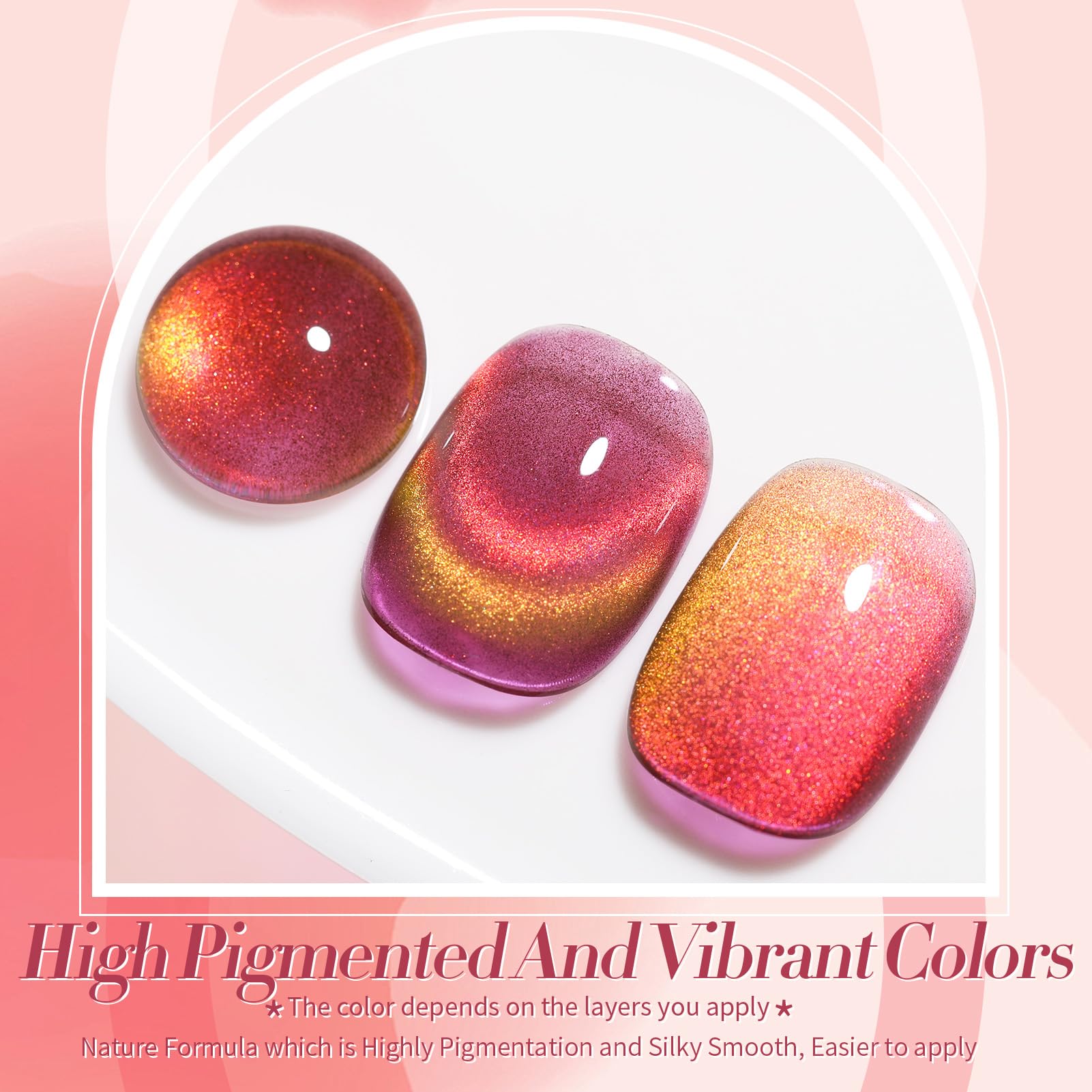 Born Pretty es esmalte gel ojo de gato magnético, Fuego Oro, brillo intenso.