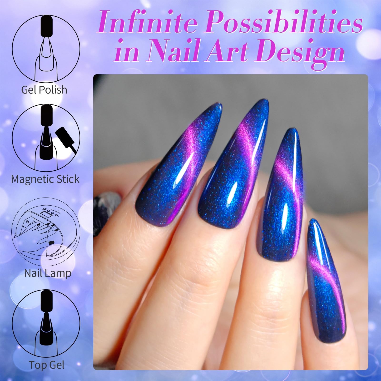 Requiere base y top coat para completar la manicura.