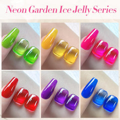 Born Pretty esmalte gel jelly azul neón, acabado brillante para uñas modernas