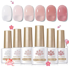 Born Pretty esmalte gel jelly rosa nude de 7 ml con acabado translúcido elegante para uñas