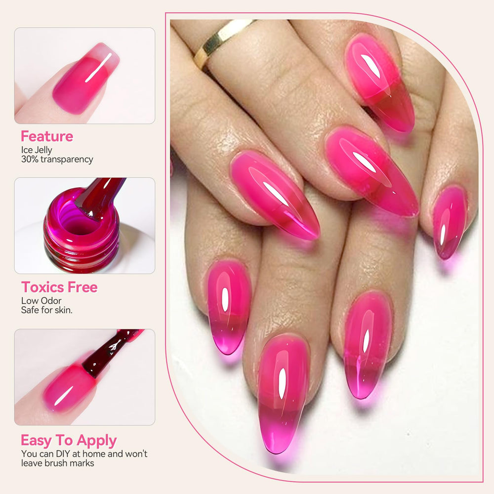 Born Pretty esmalte gel jelly translúcido, ideal para capas ligeras y brillo
