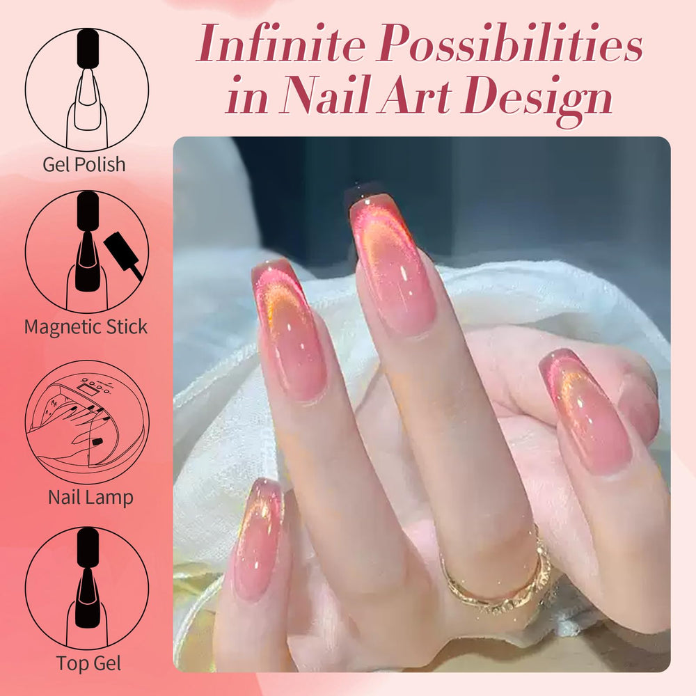 Born Pretty es esmalte gel magnético arcoiris Aurora, adherencia fácil.