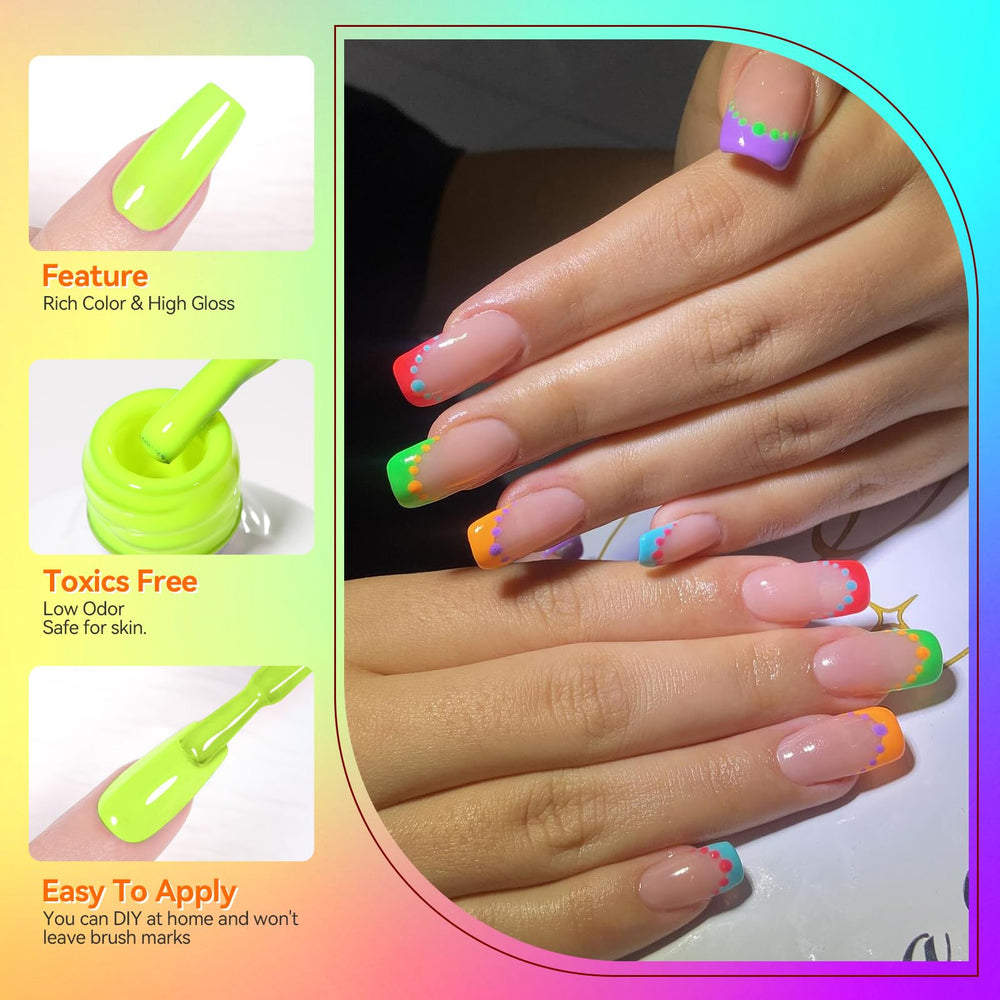 Gel neon azul brillante para uñas con secado rápido