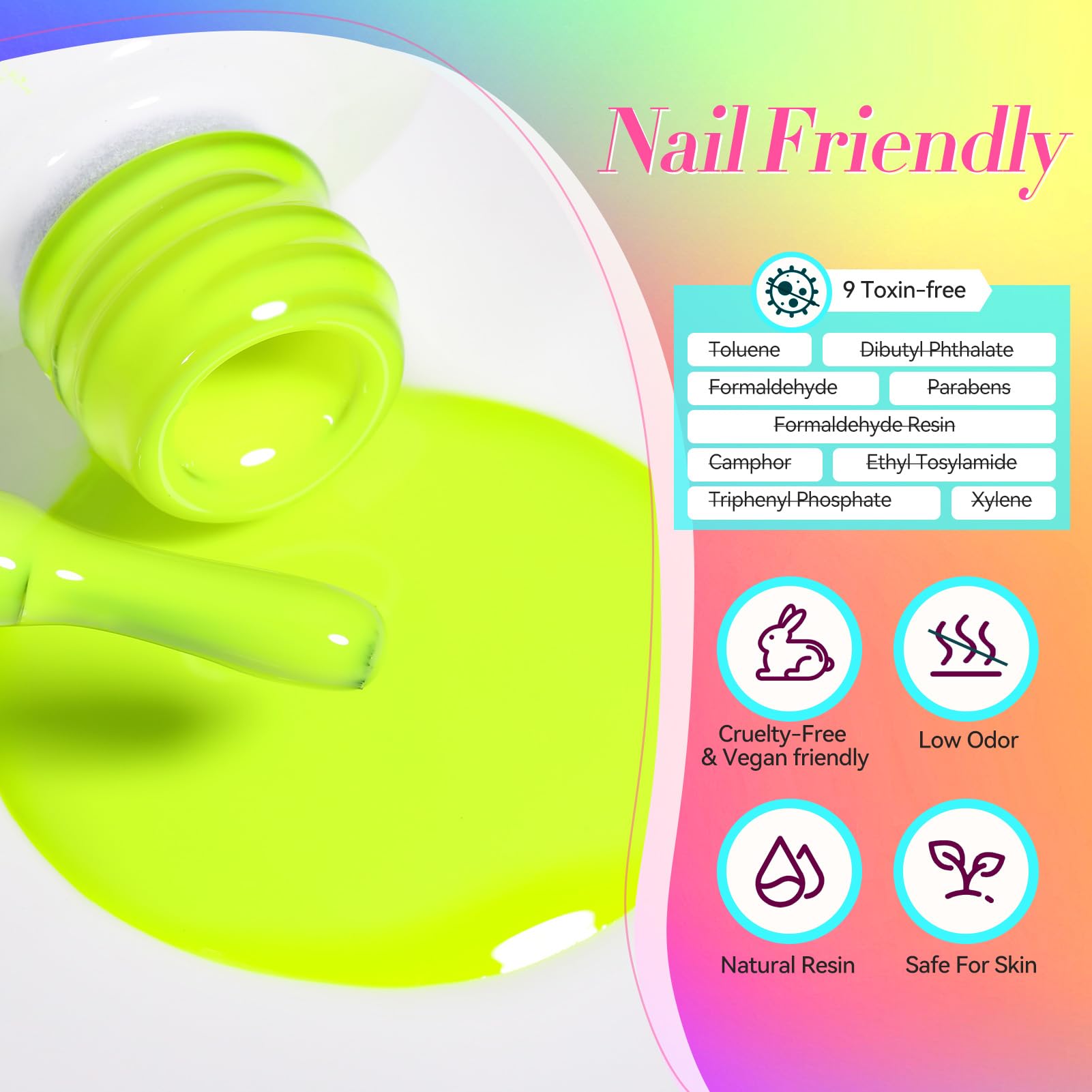 Gel neon amarillo neón para uñas de alto impacto