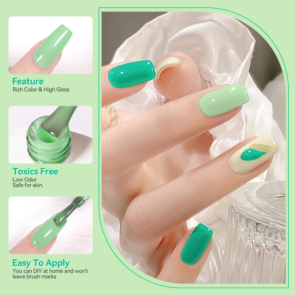 Born Pretty: esmalte con purpurina verde, brillo festivo para uñas