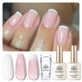 Born Pretty French Manicure Kit – Nail Stamper, Jelly Milky Pink & White Gel Polish, UV LED Cure