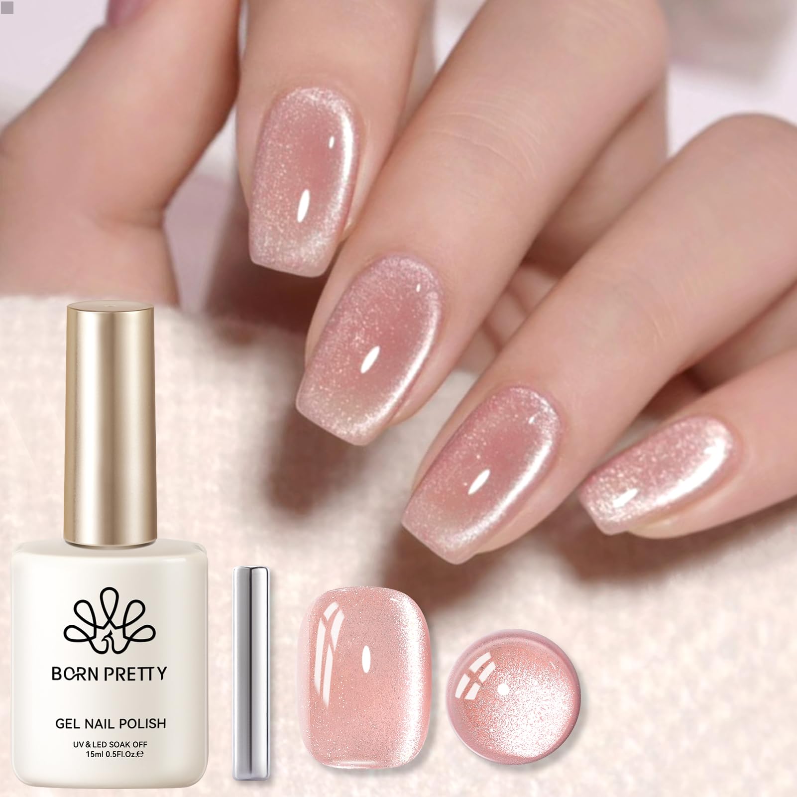 Born Pretty gel magnético ojo de gato cristal transparente en acción para uñas