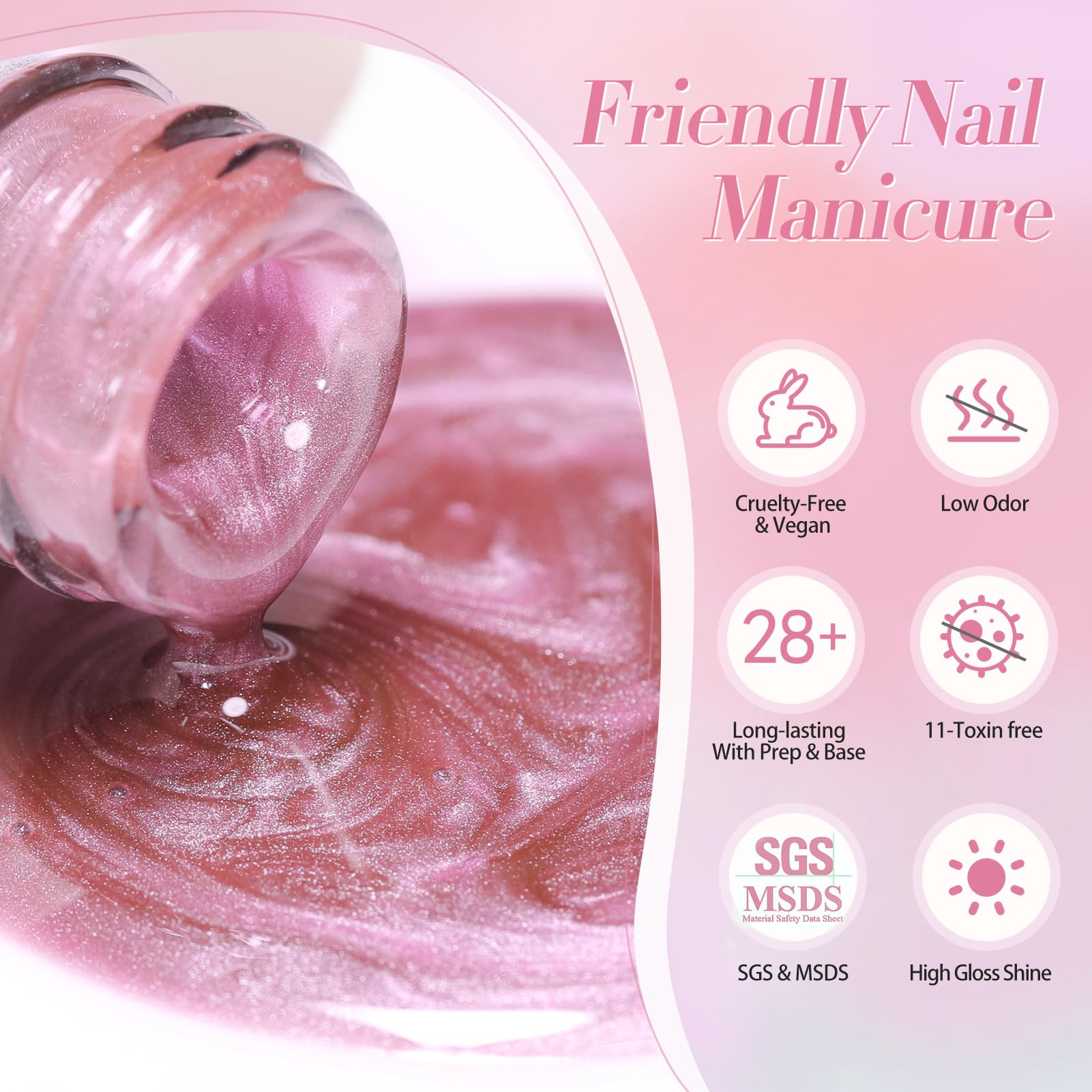 Born Pretty Gel Rosa para retirada con remojo, manicura casera