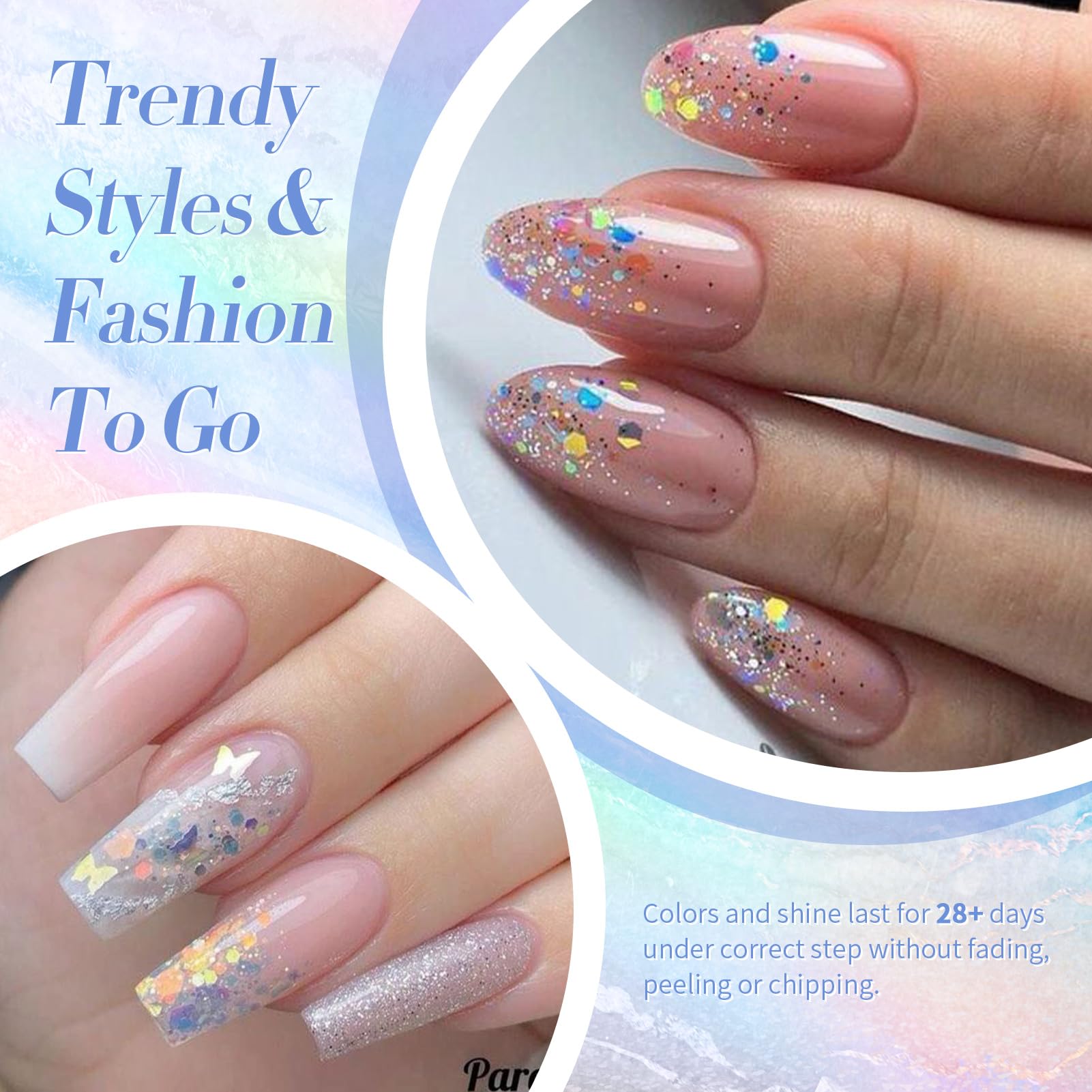 Close-up of glitter particles on Born Pretty polish for radiant sparkle
