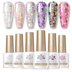 Born Pretty glitter sequins gel nail polish pink bottle close-up for vibrant sparkle.