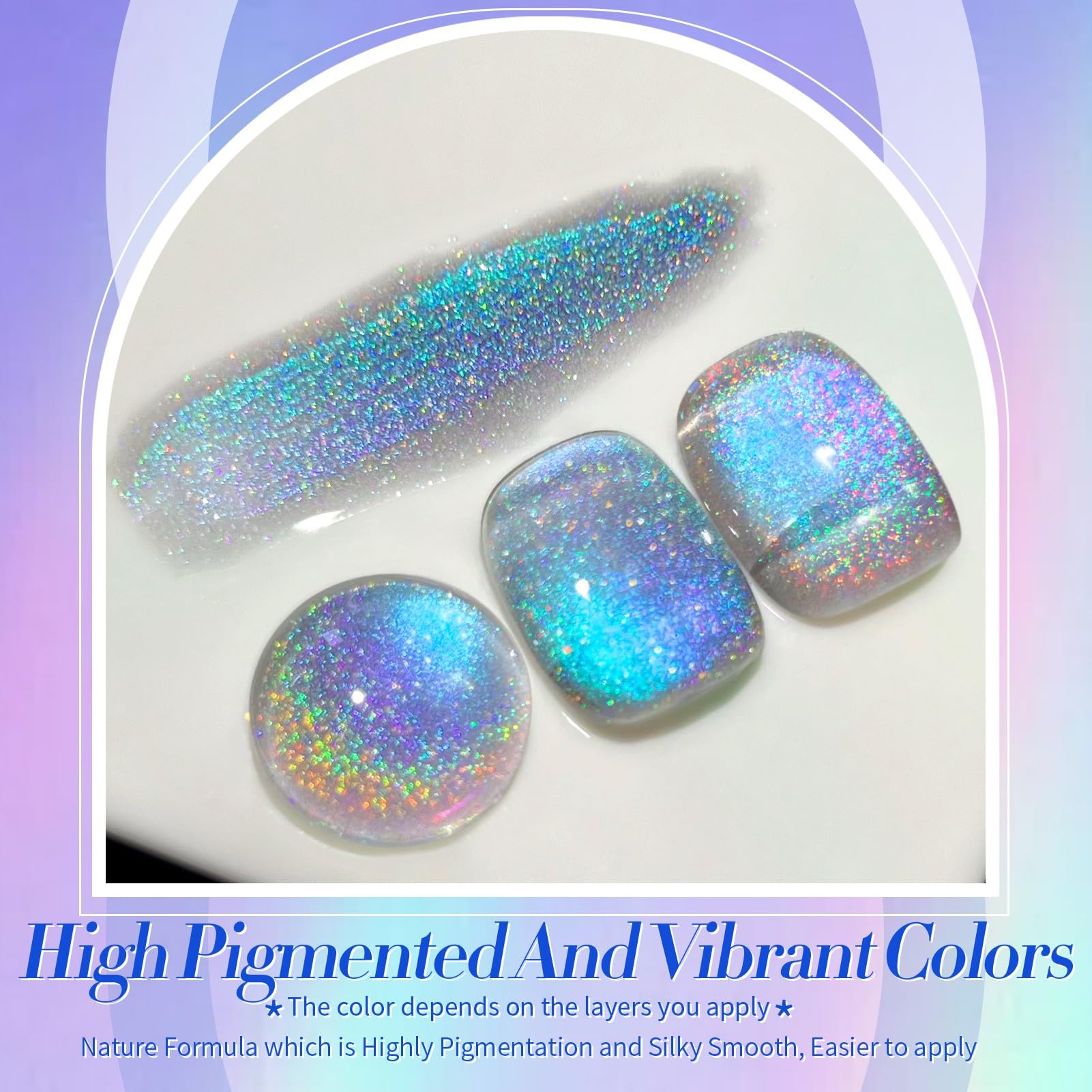 Born Pretty holographic rainbow effect under light for eye-catching nails.