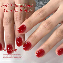 Born Pretty jelly burgundy gel on a nail swatch demonstrates smooth layering.