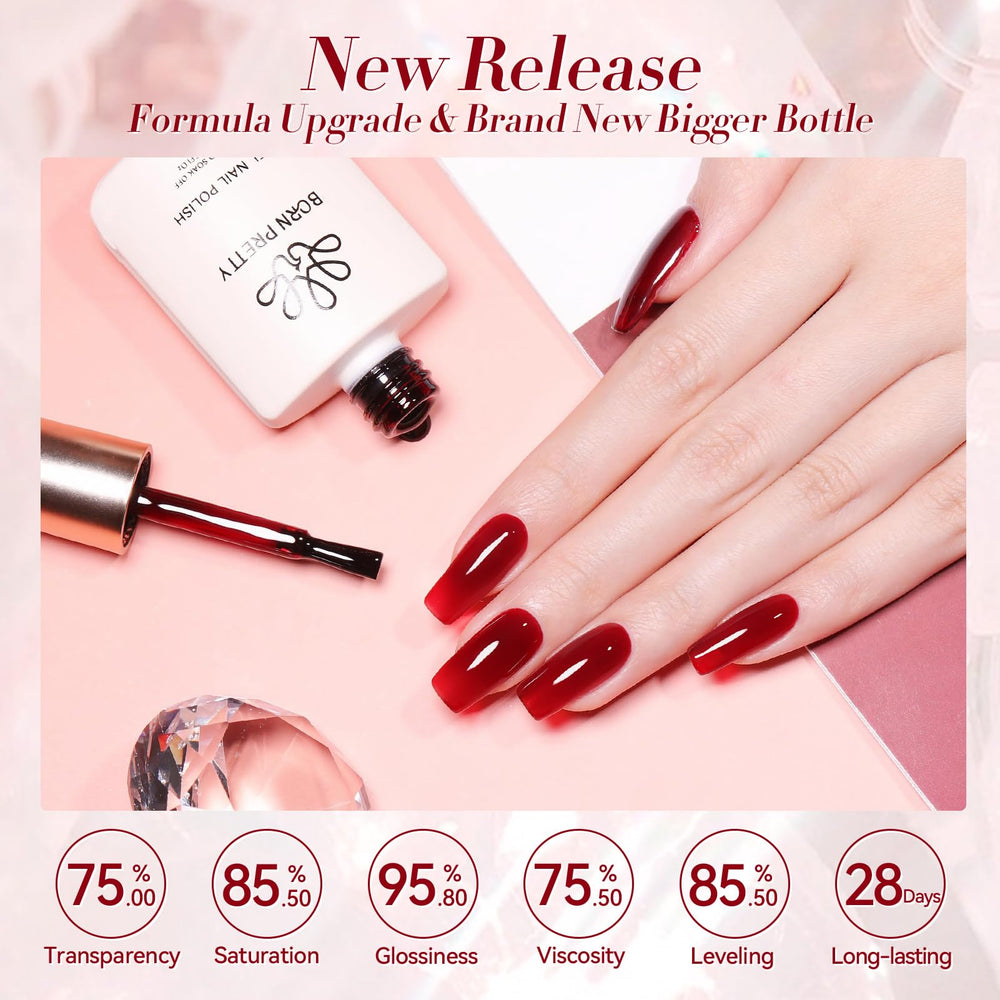 Born Pretty jelly burgundy nail art setup showcases versatile design options.