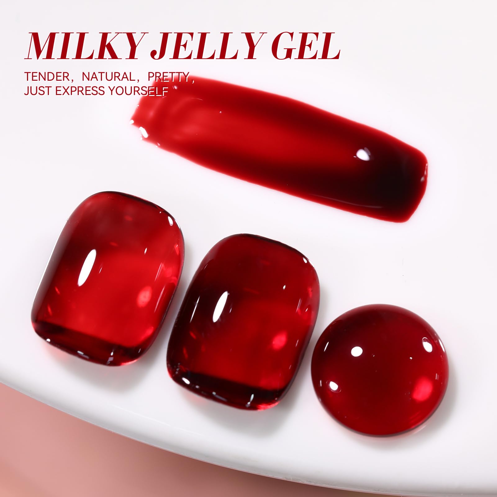 Born Pretty jelly burgundy swatches show buildable translucency from sheer to opaque.
