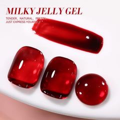 Born Pretty jelly burgundy swatches show buildable translucency from sheer to opaque.