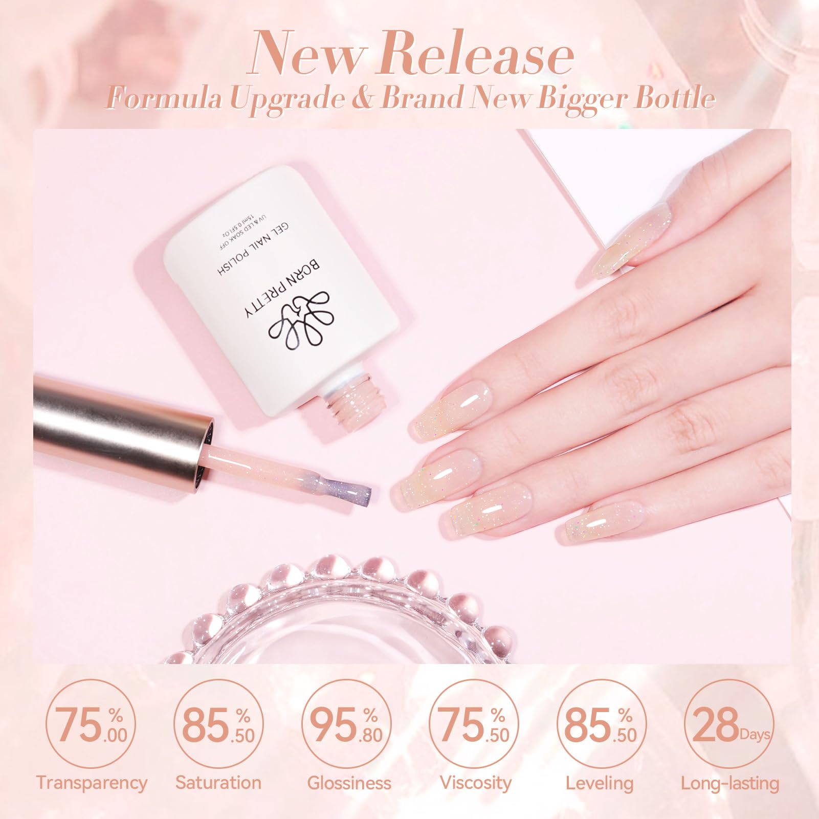 Born Pretty Jelly Gel Polish glitter detail for festive nail art