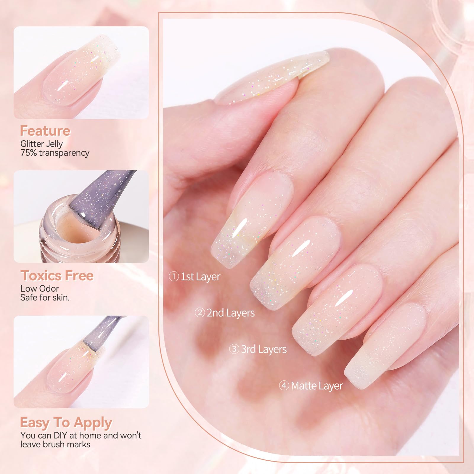 Born Pretty Jelly Gel Polish shows multi-layer depth under natural light