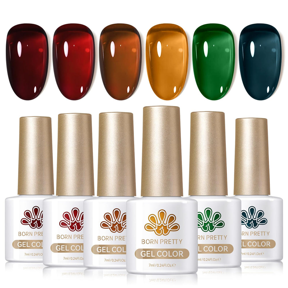 Born Pretty Jelly Gel Nail Polish set, botellas visibles para color duradero en uñas.