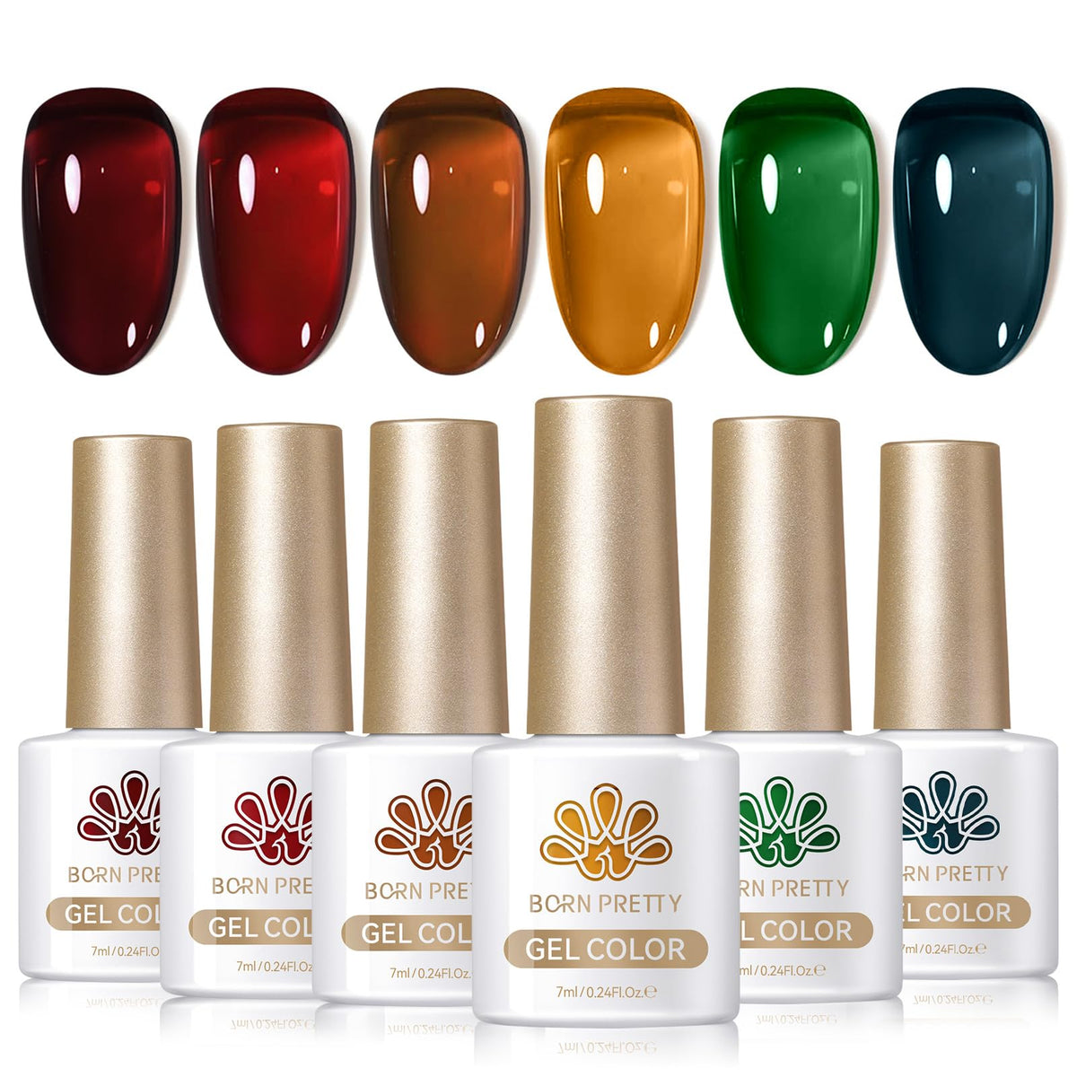 Born Pretty Jelly Gel Nail Polish set, botellas visibles para color duradero en uñas.