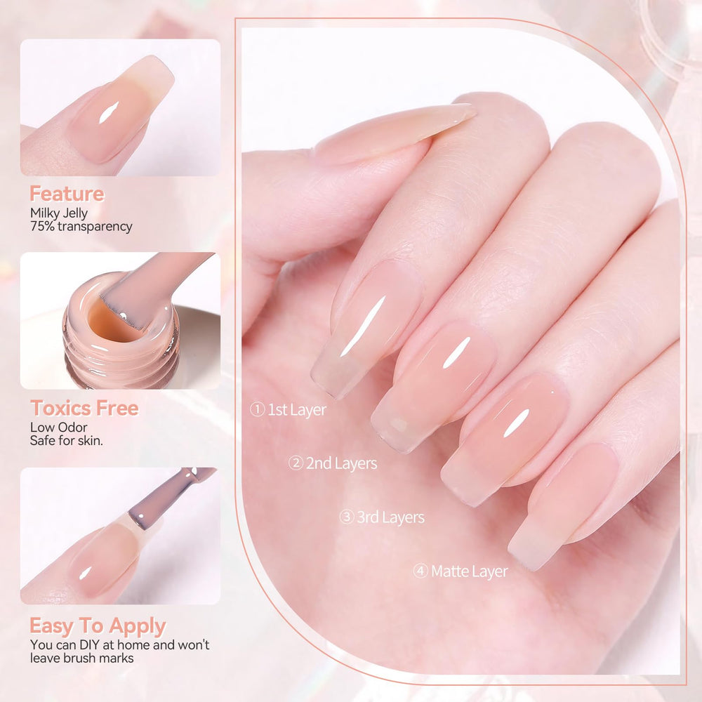 Born Pretty 15ml jelly nude gel polish bottle highlights soak-off formula.