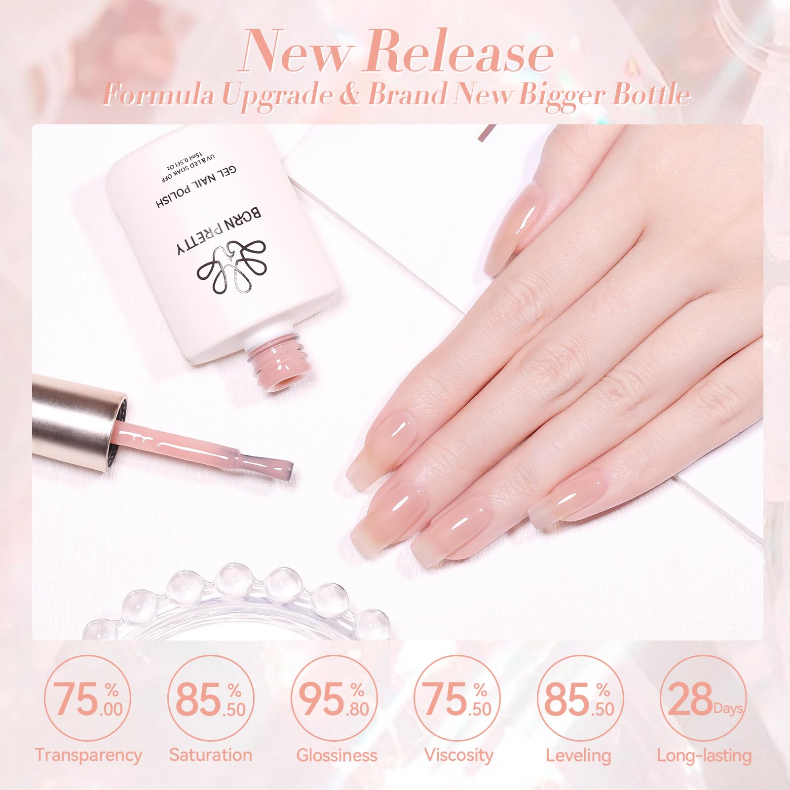 Born Pretty Jelly Nude Gel Polish makes a gift-ready set for holidays and occasions.